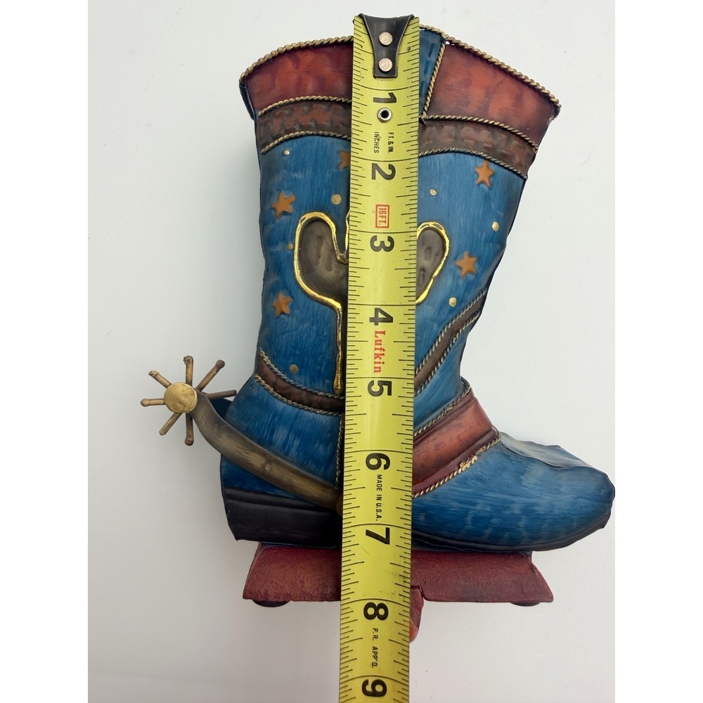 Cowboy Christmas Boot Stocking Holder Metal Cactus Spur Rustic Western Decor - Picture 9 of 10